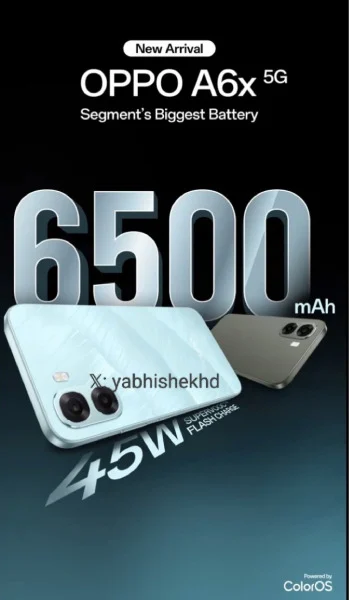 Bocoran Pertama Oppo A6x Ungkap Desain, Kapasitas Baterai, dan Spesifikasi Pengisian Daya