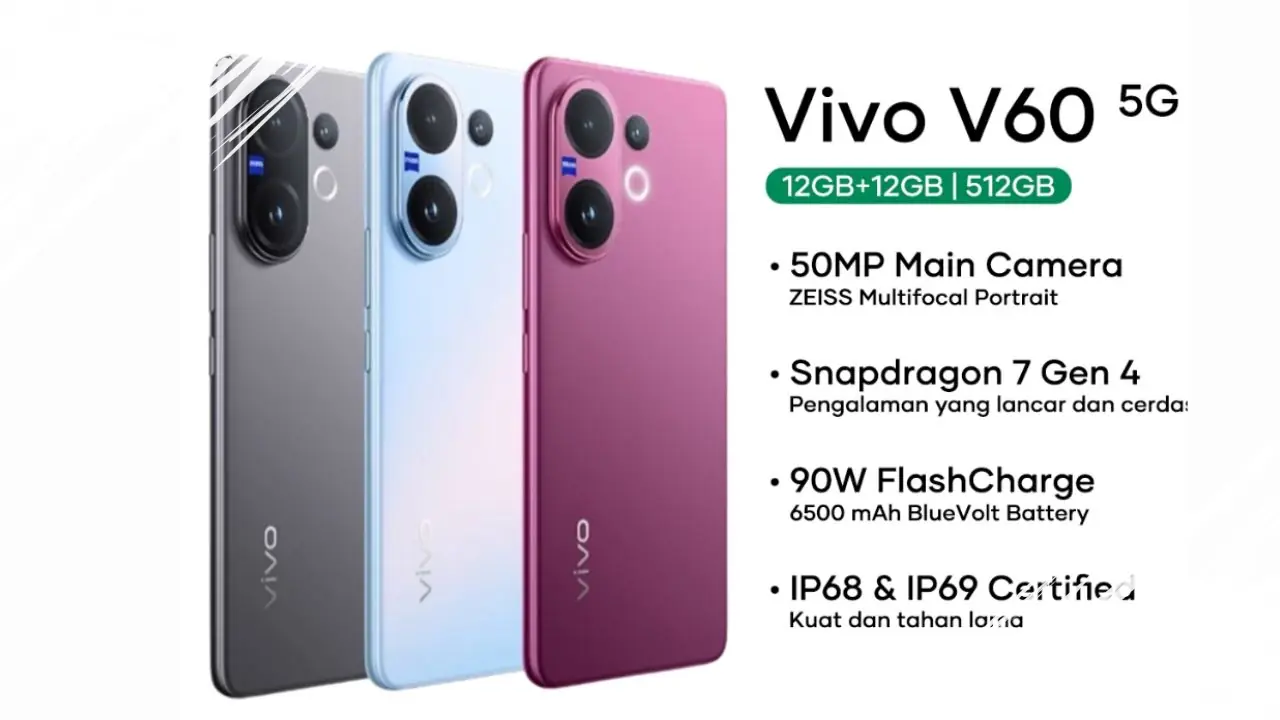 Vivo V60 Hadir dengan Layar Curved AMOLED dan Performa Tinggi, Intip Spesifikasi Lengkapnya!