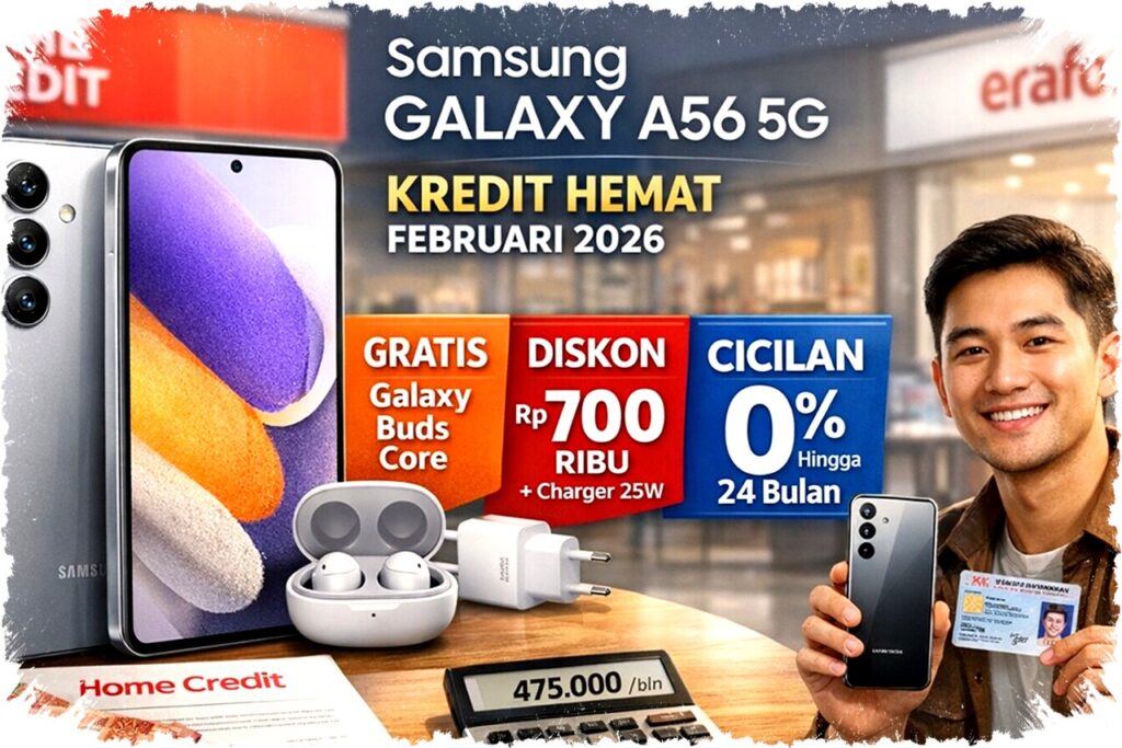 Samsung Galaxy A56 5G Februari 2026: Simulasi Kredit Ringan Mulai Rp475 Ribu/Bulan, Promo Terbaru!
