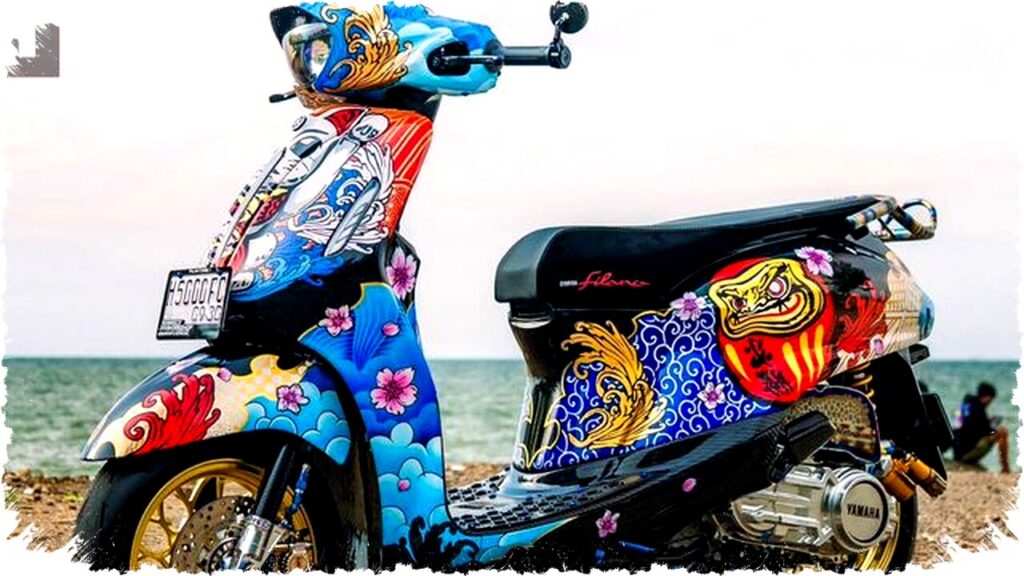 Yamaha Grand Filano Hybrid Modifikasi Racing Jepang: Dari Stylish ke Sporty dengan Grafis Ikonik Jepang