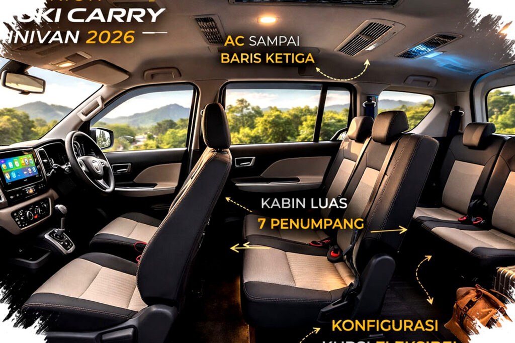 Interior Suzuki Carry Minivan 2026 Hadirkan Kabin Super Luas dan Fleksibel, Tantang MPV Keluarga dengan Kenyamanan dan Fitur Modern