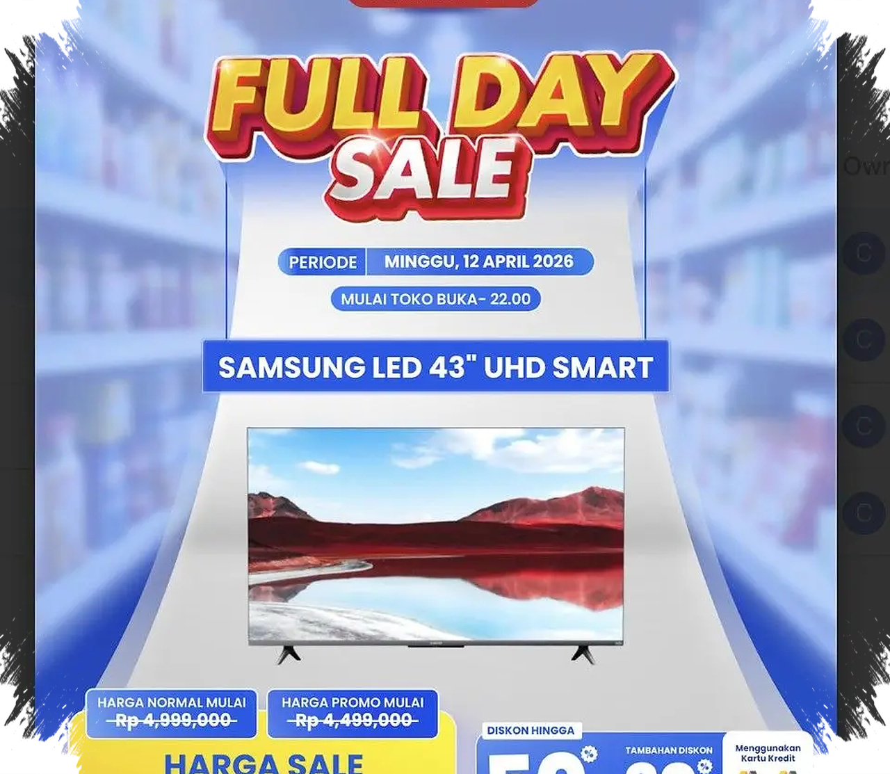 Transmart Pangkas Harga LED TV 43 Inch Samsung, Dari Rp 4,999 Juta Jadi Rp 3,599 Juta
