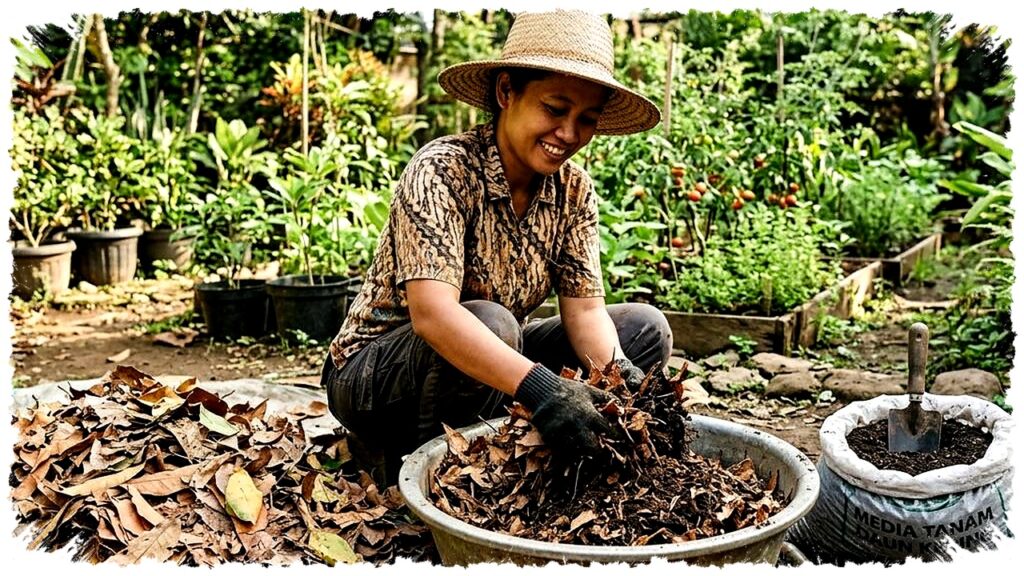 Daun Kering Jangan Dibakar, Bisa Jadi Media Tanam Gratis yang Menahan Air Hingga 50%