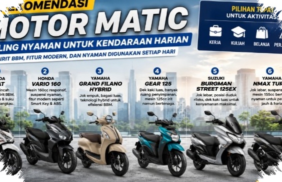 6 Motor Matic Harian yang Paling Nyaman dan Irit BBM, dari BeAT sampai NMAX Turbo