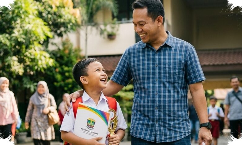 Kehadiran Ayah Saat Ambil Rapor, Bekal Penting Anak Menyambut Sekolah