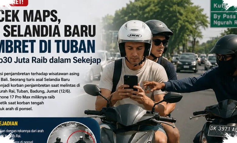 Dua WNA Jadi Korban Jambret di Badung Kurang dari Empat Jam, Kalung dan iPhone 16 Raib